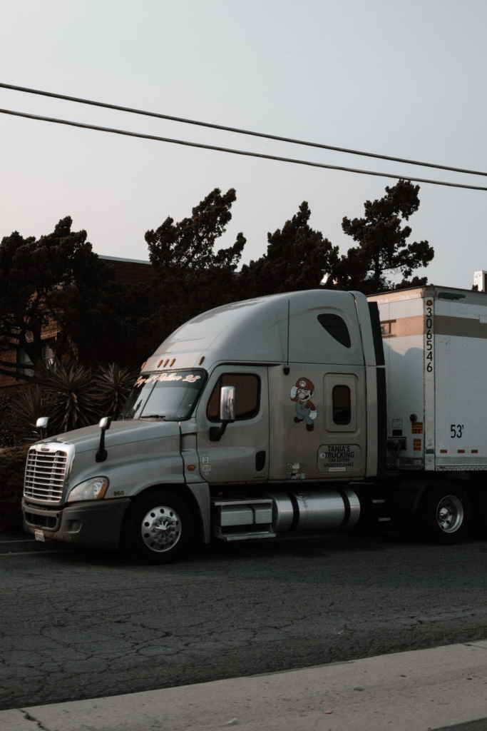 A truck parked on a road