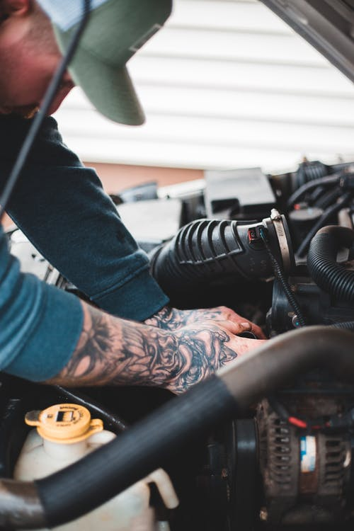 Mechanic working on an engine